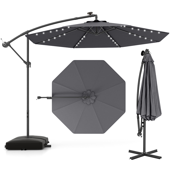 Parasol ogrodowy z wysięgnikiem i oświetleniem LED