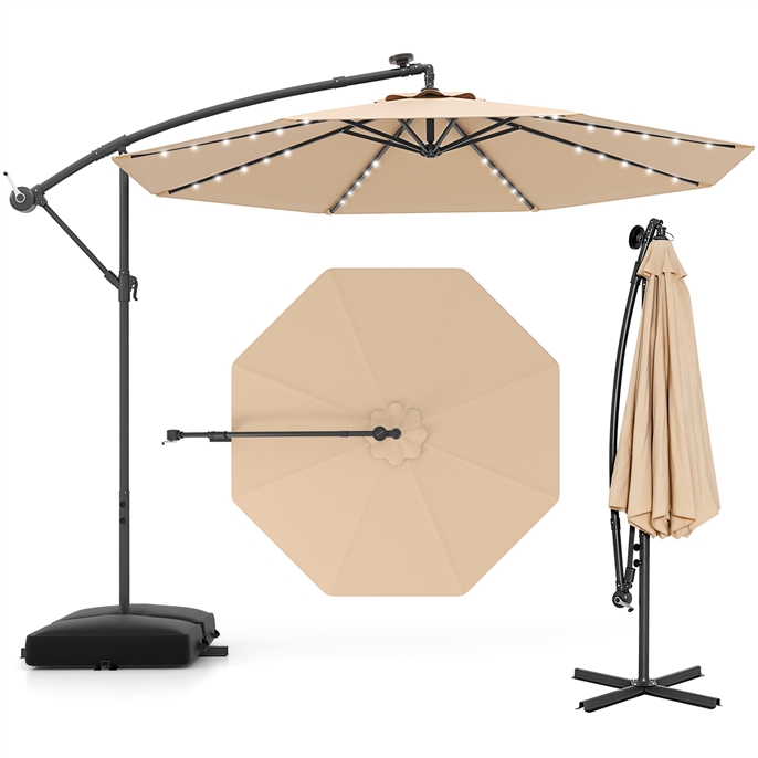 Parasol ogrodowy z wysięgnikiem i oświetleniem LED