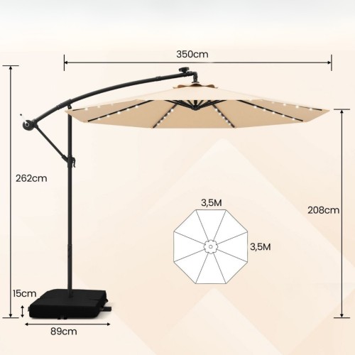 Parasol ogrodowy z wysięgnikiem i oświetleniem LED