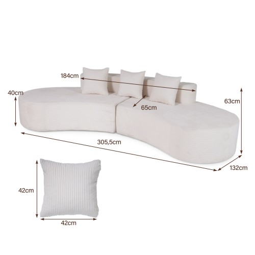 Modułowa sofa piankowa ze sztruksowym obiciem