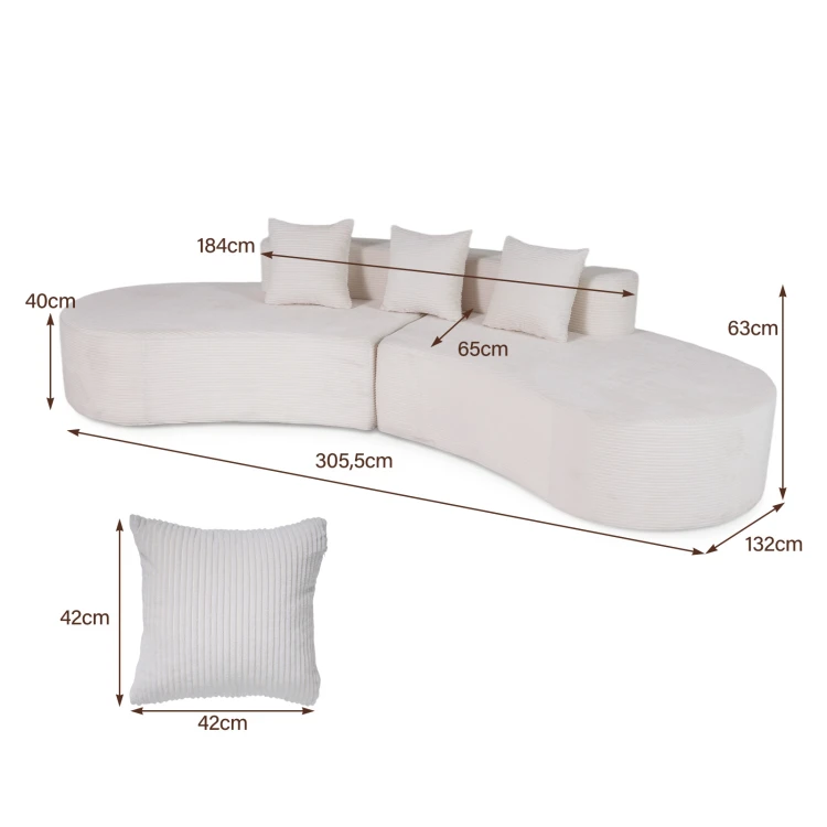 Modułowa sofa piankowa ze sztruksowym obiciem