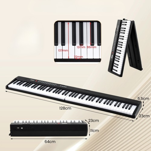 Składany 88-klawiszowy keyboard z 3 trybami nauki