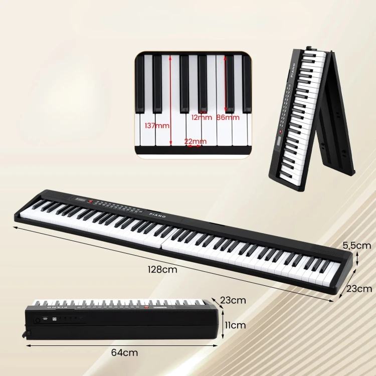 Składany 88-klawiszowy keyboard z 3 trybami nauki
