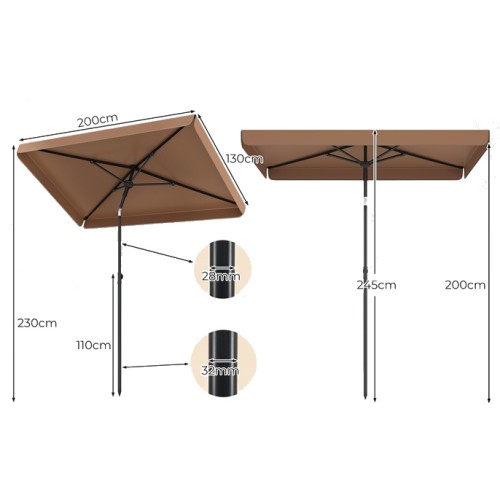 Parasol ogrodowy prostokątny 200x150 cm - składany z pokrowcem