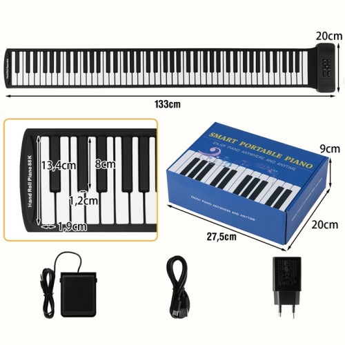 Zwijany keyboard z 88 klawiszami przenośny i kompaktowy