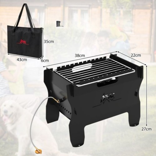 2 w 1 Przenośny grill gazowo węglowy