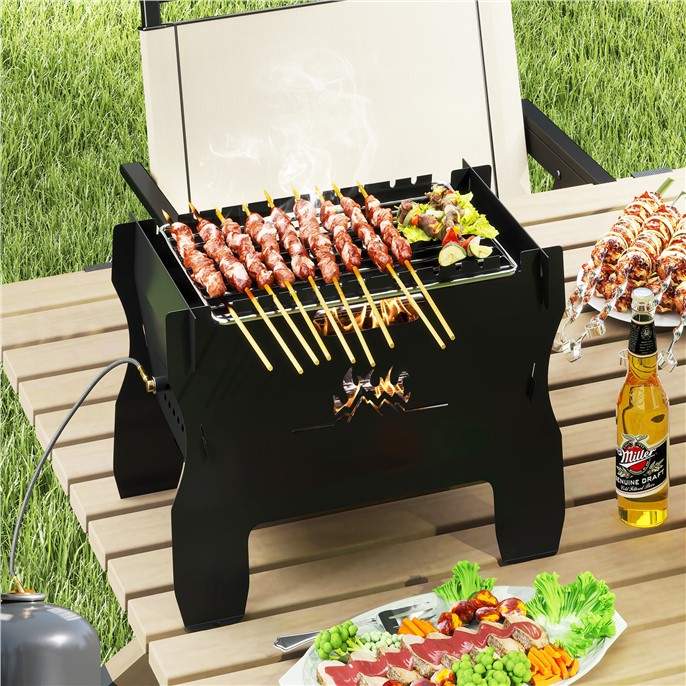 2 w 1 Przenośny grill gazowo węglowy