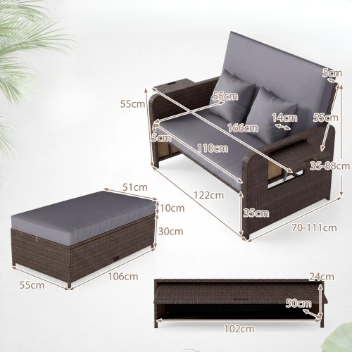 Sofa ogrodowa z regulowanym oparciem
