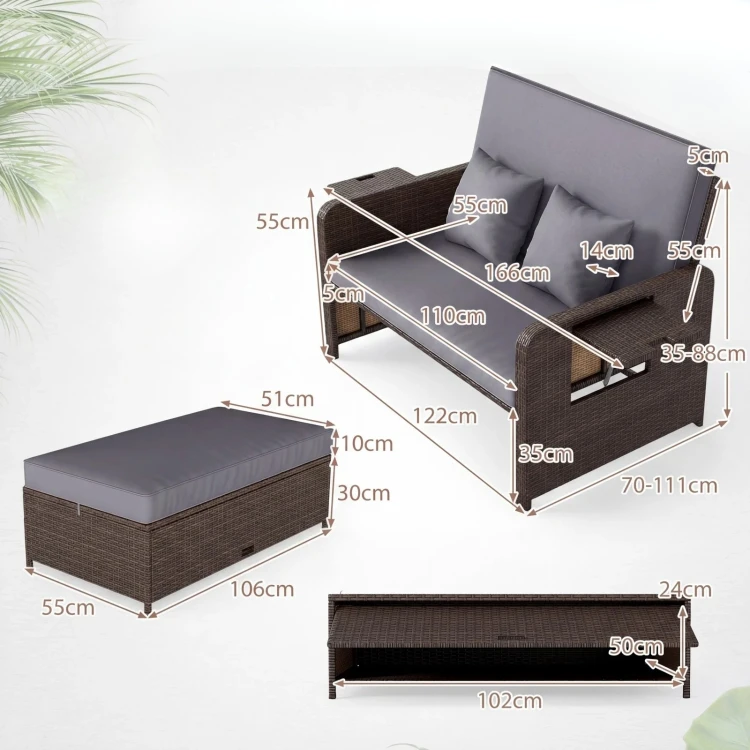 Sofa ogrodowa z regulowanym oparciem