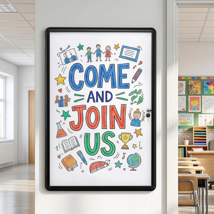 Zamykana witryna informacyjna z magnetyczną tablicą 90x60 cm