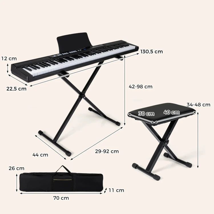 88-klawiszowy keyboard z regulowaną podstawą