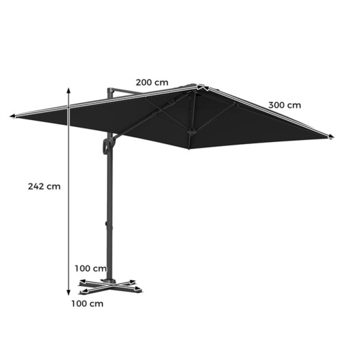 Prostokątny parasol z wysięgnikiem