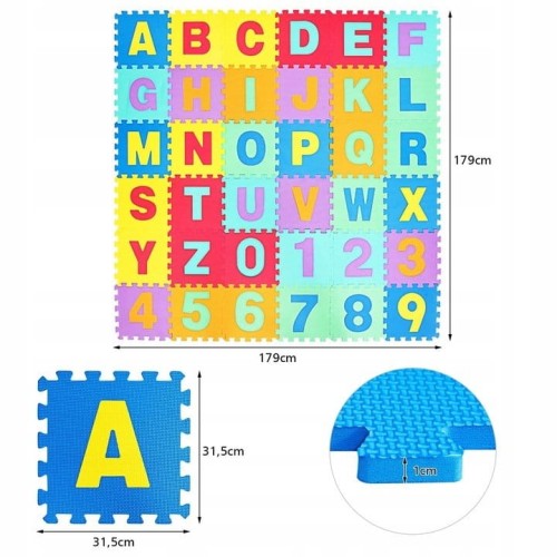 Mata piankowa edukacyjna puzzle 36 szt. 179x179cm