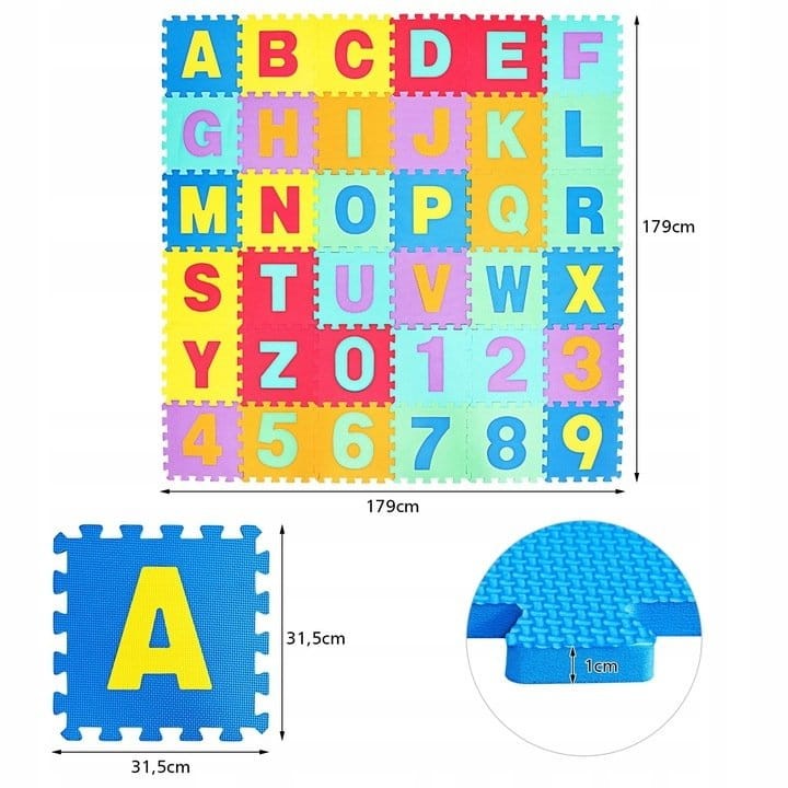 Mata piankowa edukacyjna puzzle 36 szt. 179x179cm
