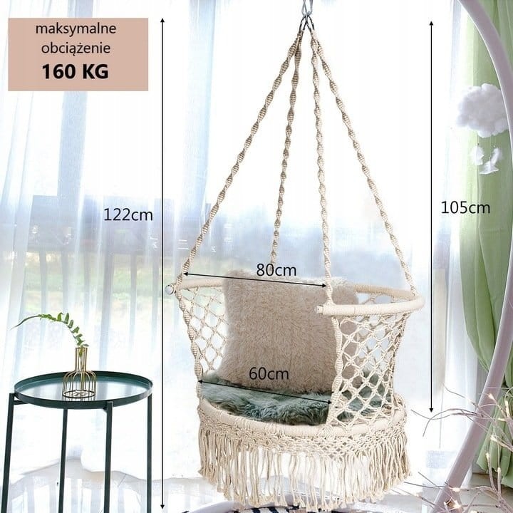 Huśtawka fotel wiszący hamak boho