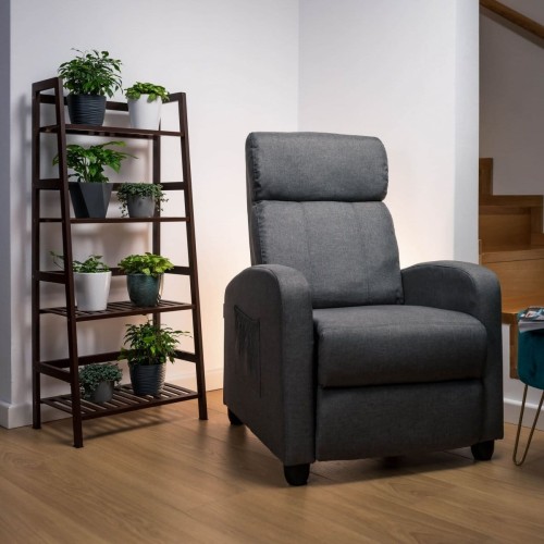 Fotel rozkładany recliner z lnianą tapicerką