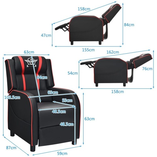 Fotel gamingowy recliner z poduszką lędźwiową