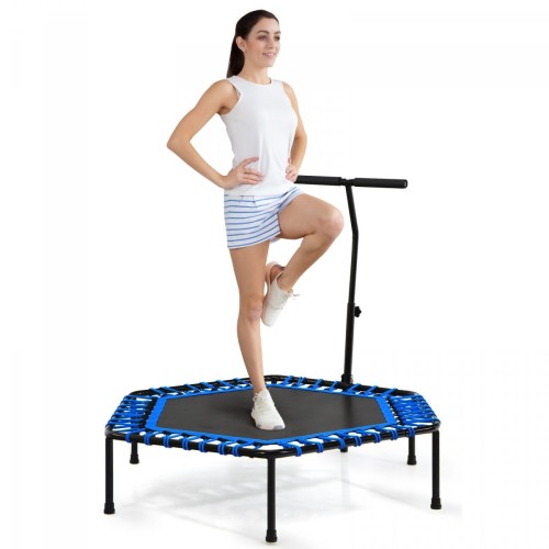 Trampolina fitness z uchwytem i cichymi gumami bungee