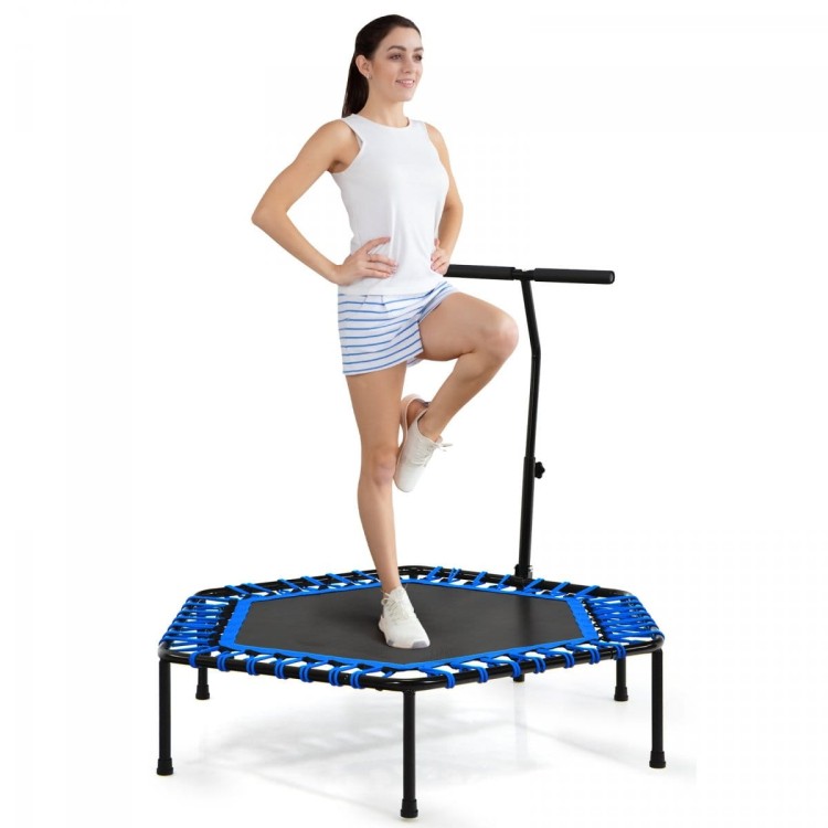 Trampolina fitness z uchwytem i cichymi gumami bungee