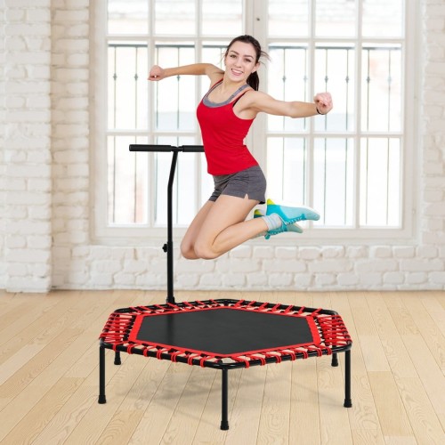 Trampolina fitness z uchwytem i cichymi gumami bungee