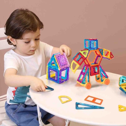 Klocki magnetyczne zestaw edukacyjny 106 szt.