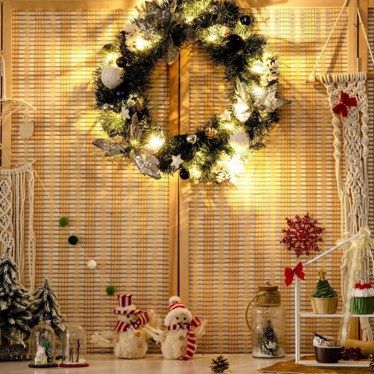 Girlanda świąteczna - wieniec sosnowy 50 cm z 30 lampek LED