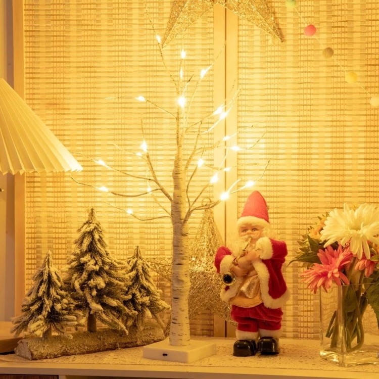 Drzewko lampka 60 cm imitacja brzozy ze światełkami LED