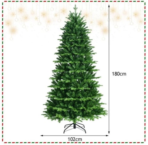 Sztuczna wąska choinka 180 cm z lampkami LED