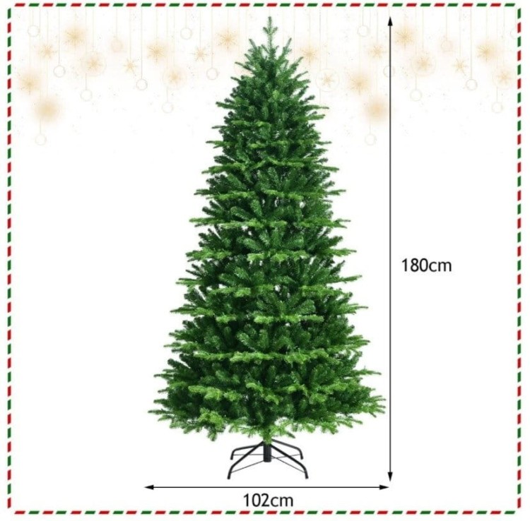 Sztuczna wąska choinka 180 cm z lampkami LED