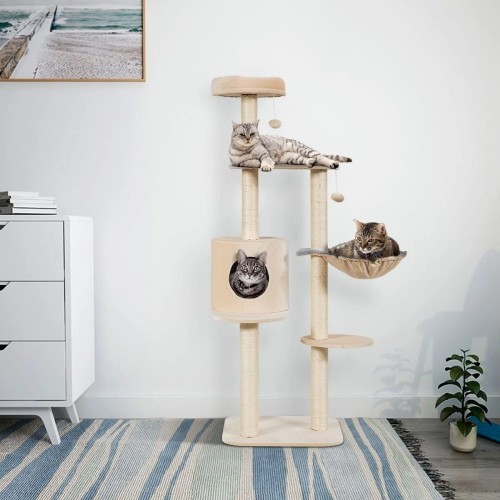 5-poziomowy drapak dla kota z budką 144 cm
