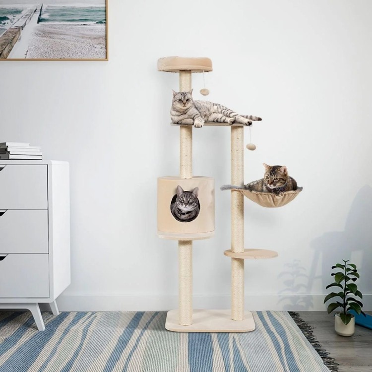 5-poziomowy drapak dla kota z budką 144 cm