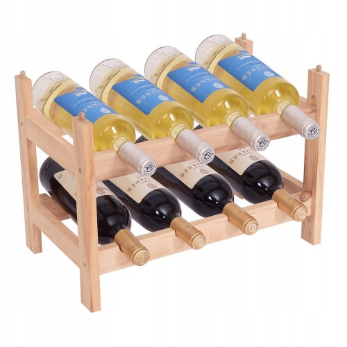 Drewniany regał stojak na wino na 8 butelek