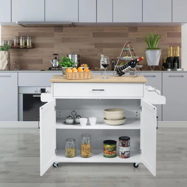 Wyspa kuchenna na kółkach z szufladą i drzwiczkami 116 x 40 x 85 cm