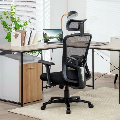 Ergonomiczne krzesło biurowe regulowane 65 x 63 x 113–129 cm