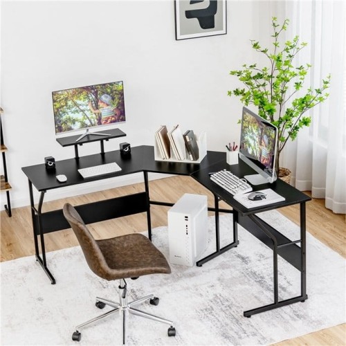 Biurko narożne z podstawką pod monitor 225 x 48 x 91 cm