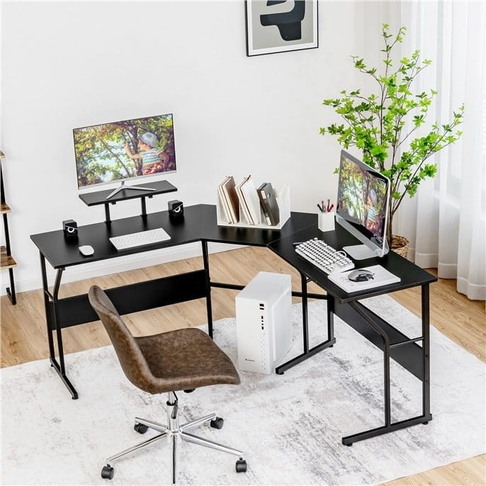 Biurko narożne z podstawką pod monitor 225 x 48 x 91 cm