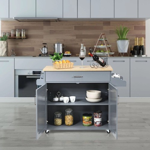 Wyspa kuchenna na kółkach z szufladą i drzwiczkami 116 x 40 x 85 cm