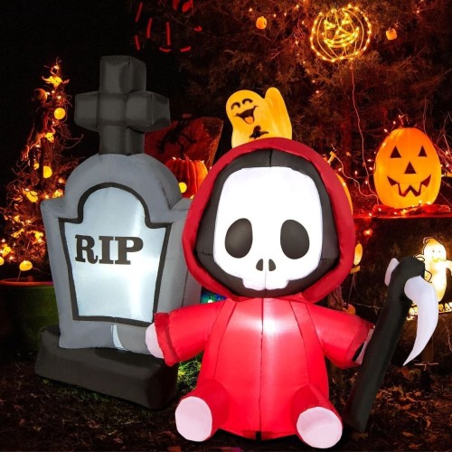 Dekoracja Halloween Nadmuchiwany duch z nagrobkiem