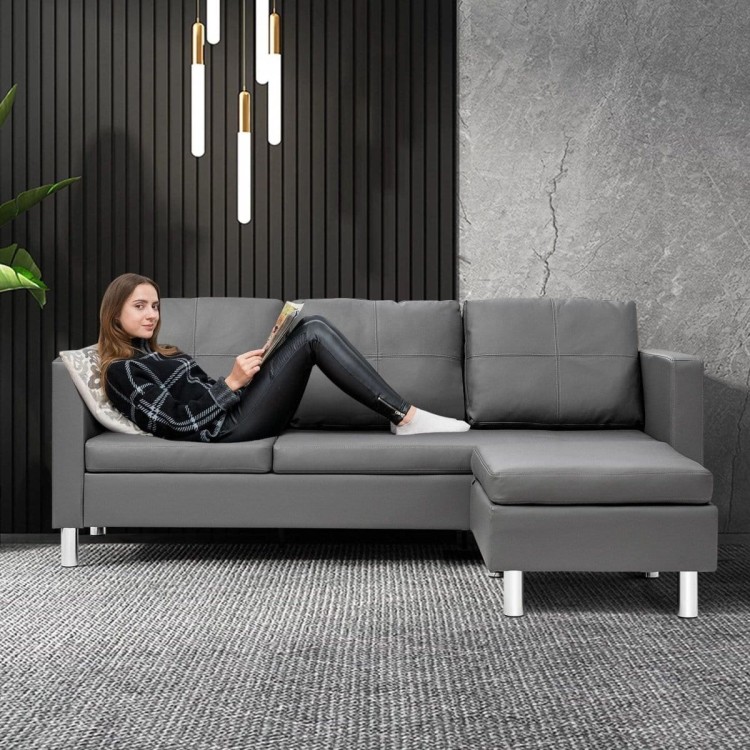 Sofa ze sztucznej skóry z podnóżkiem 188 x 62 x 60 cm