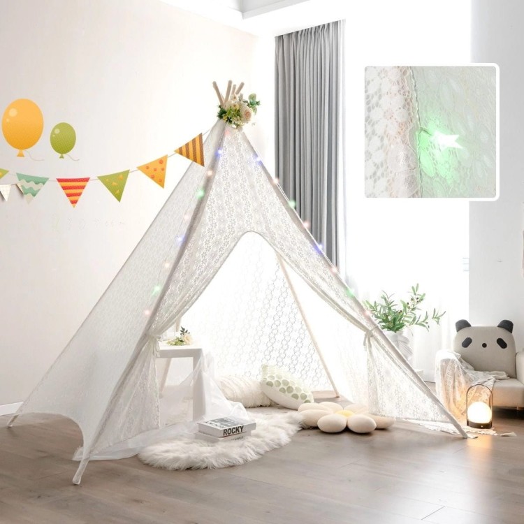Koronkowy namiot teepee dla dzieci i dorosłych