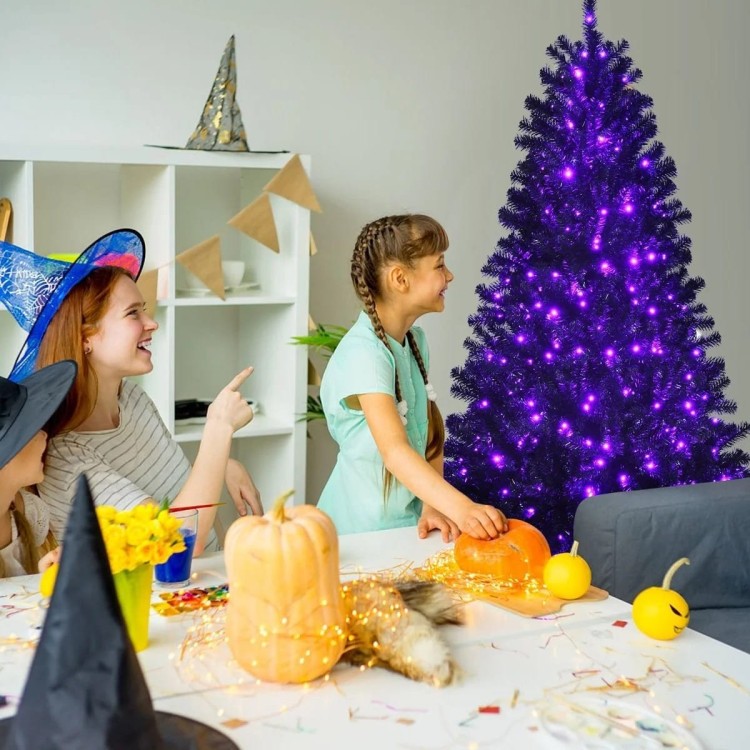 Unikalna choinka na Halloween - czarna z lampkami LED 180 cm