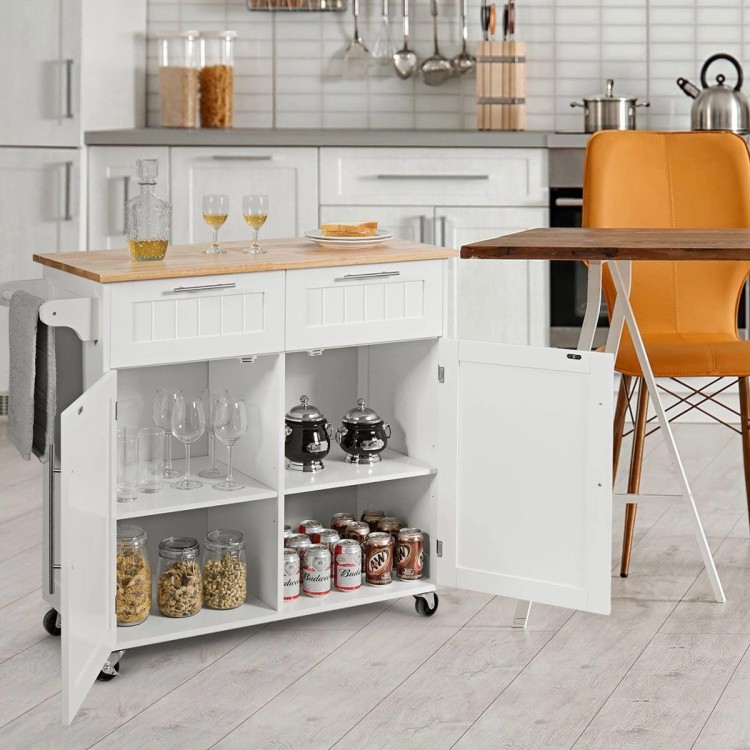 Wyspa kuchenna na kółkach z szafkami i szufladami 94 x 46 x 94 cm