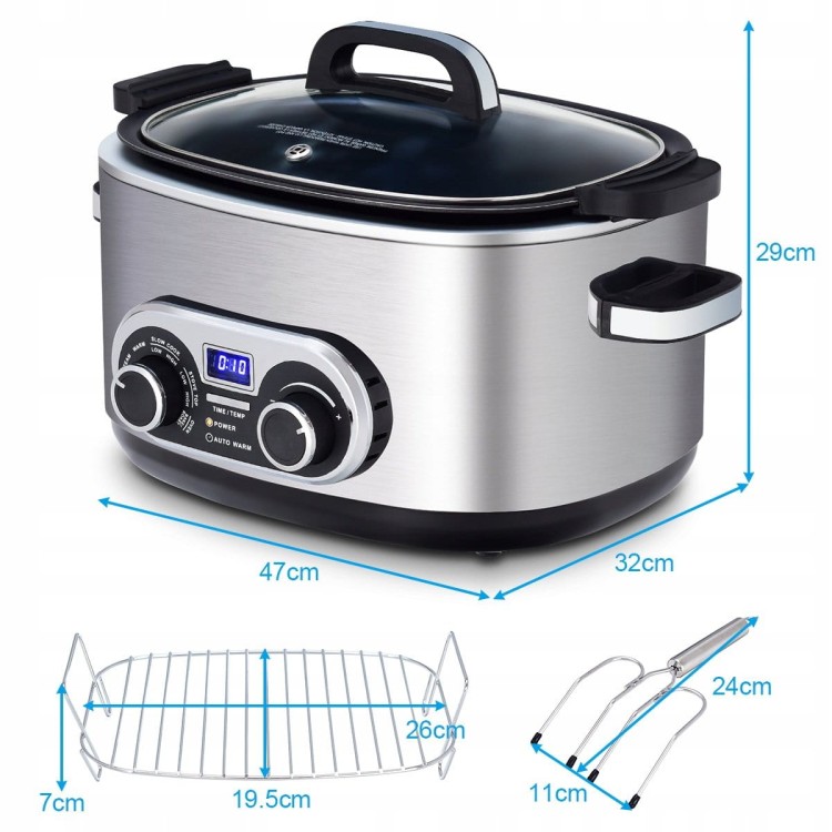 Wielofunkcyjny wolnowar slow cooker parowar 6l