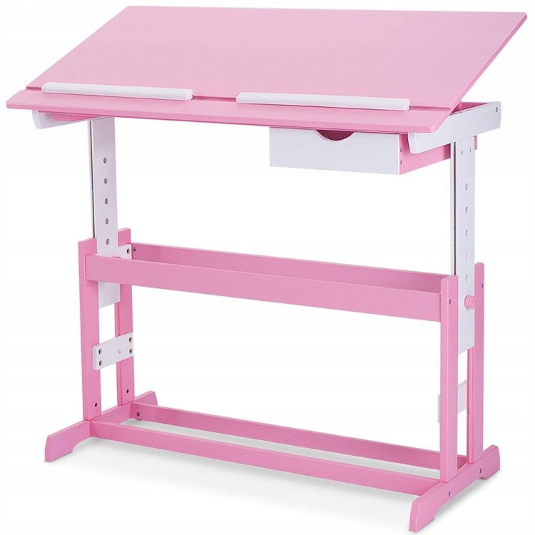 Biurko szkolne stół kreślarski dla dziecka pink