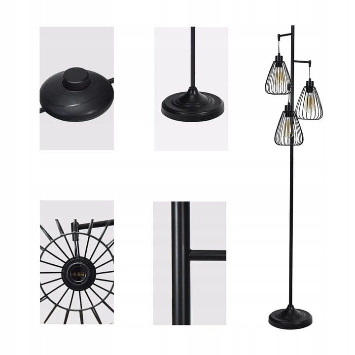 Lampa podłogowa stojąca metalowa industrialna