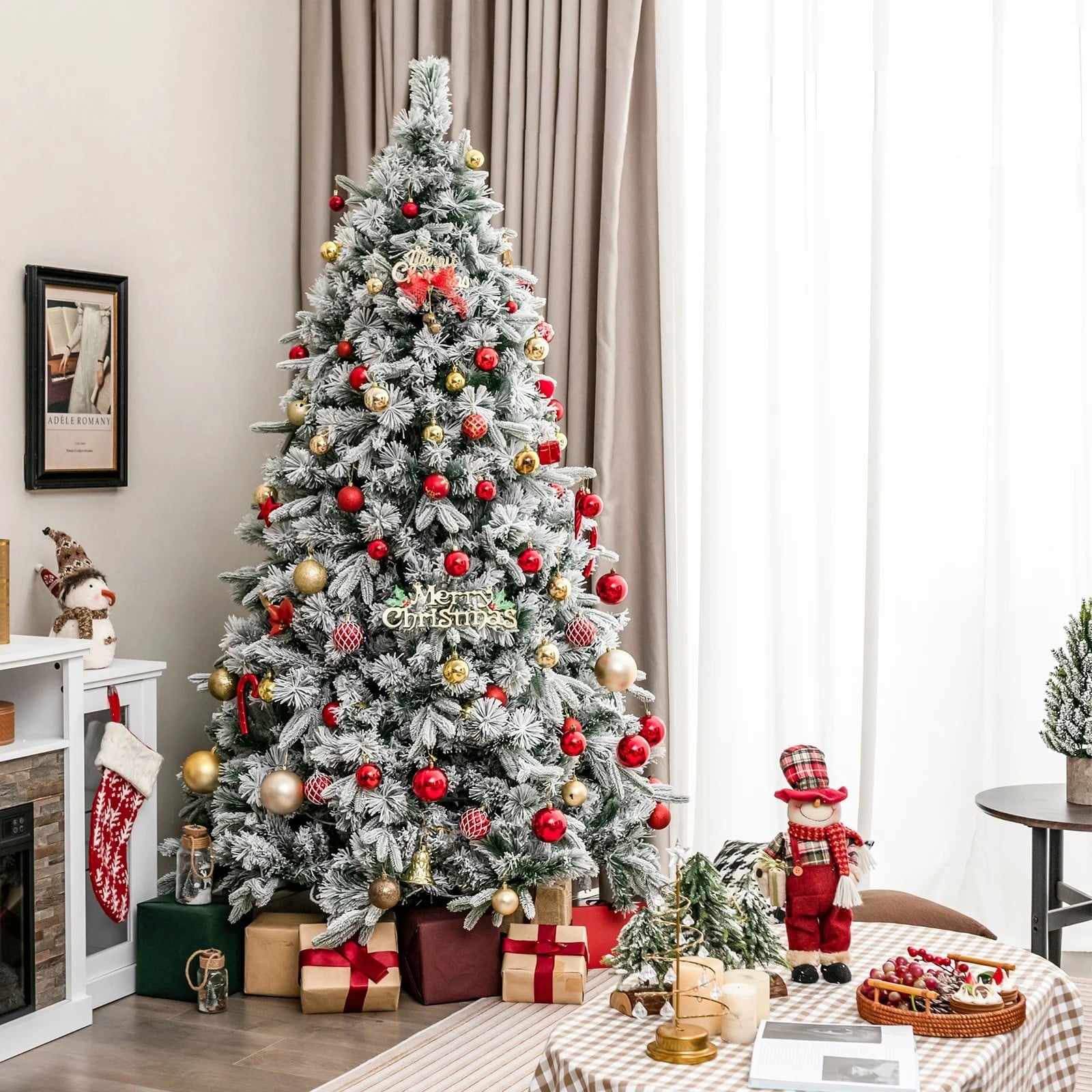 Sztuczna choinka ze śniegiem i oświetleniem LED 210 cm