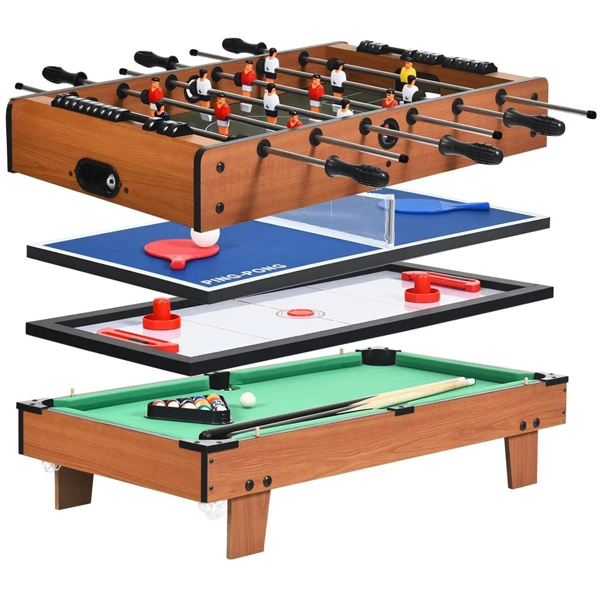 Stół do gry z wymiennym blatem 4w1 (piłkarzyki hockey ping pong bilard)