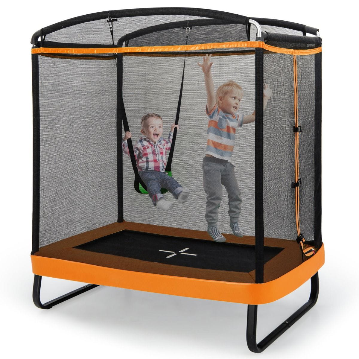 Trampolina dla dzieci 2w1 pomarańczowa